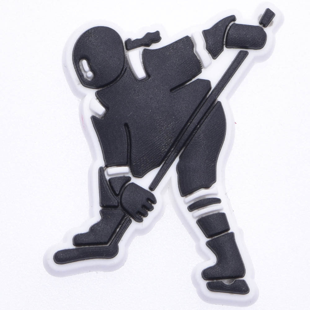 Al por mayor 10pcs PVC Diy Hole Zapatos Accesorios de la serie de hockey sobre hielo Flores